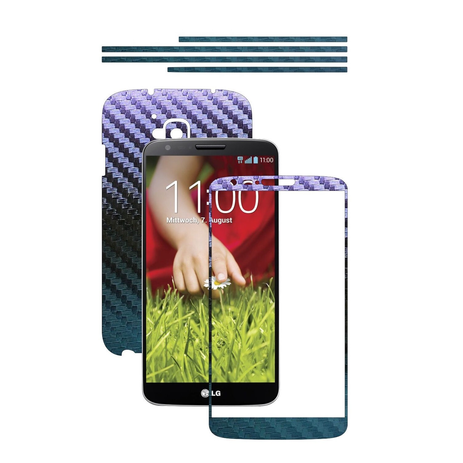 Folie de protectie Carbon Skinz, Husa de tip Skin Adeziv pentru Carcasa, Carbon Cameleon dedicata LG G2