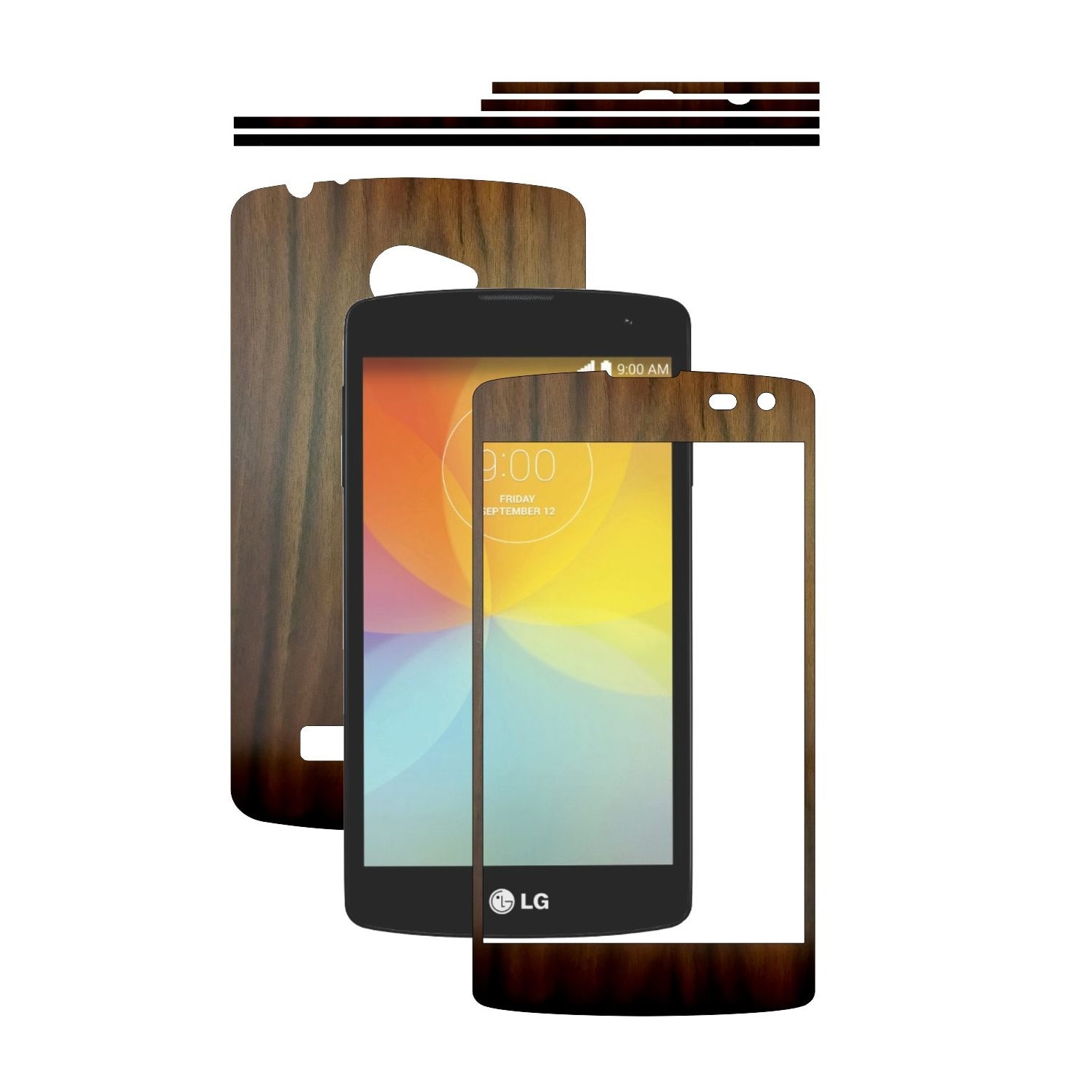 Folie de protectie Carbon Skinz, Husa de tip Skin Adeziv pentru Carcasa, Lemn Nuc Inchis dedicata LG F60