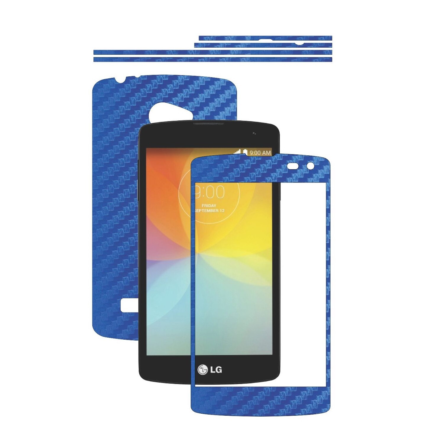 Folie de protectie Carbon Skinz, Husa de tip Skin Adeziv pentru Carcasa, Carbon Albastru dedicata LG F60