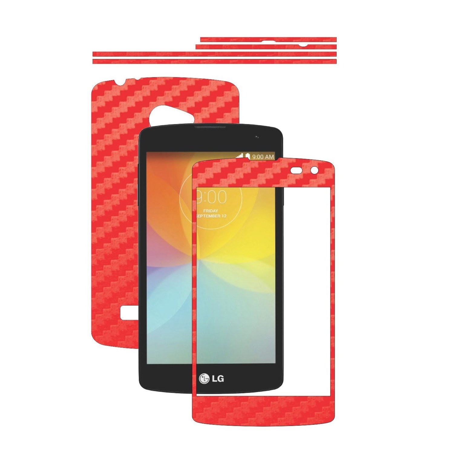Folie de protectie Carbon Skinz, Husa de tip Skin Adeziv pentru Carcasa, Carbon Rosu dedicata LG F60