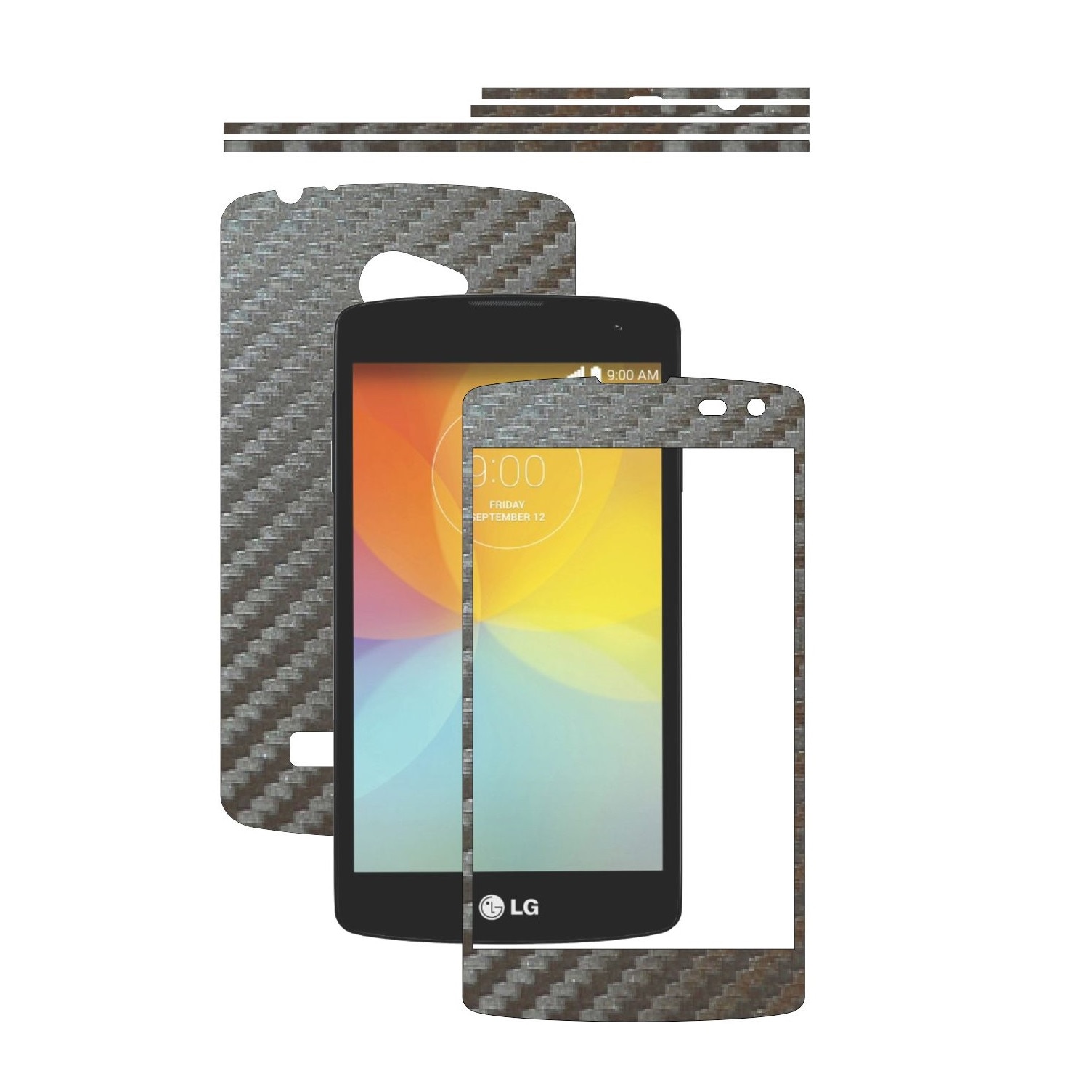 Folie de protectie Carbon Skinz, Husa de tip Skin Adeziv pentru Carcasa, Carbon Gri Argintiu dedicata LG F60
