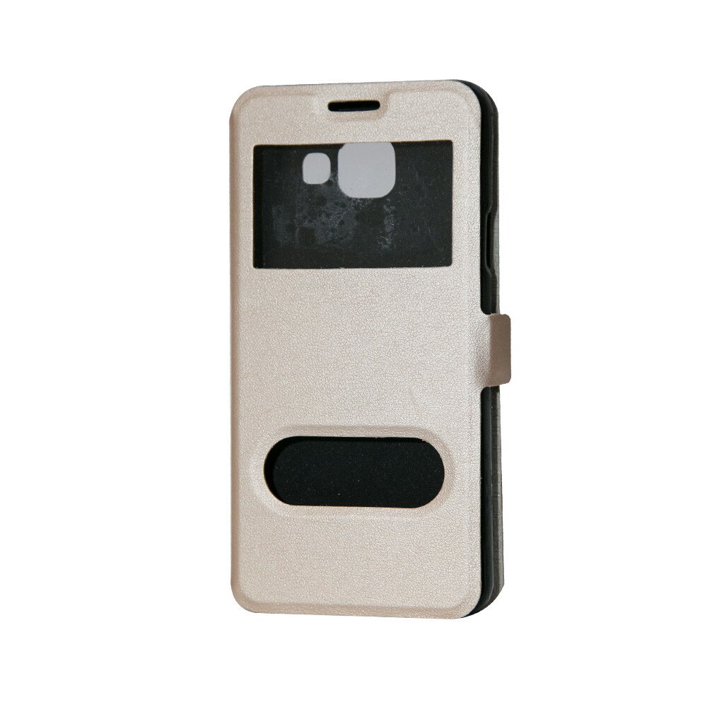 Husa Book Lemontti S-View pentru Samsung Galaxy A3 (2016), Auriu