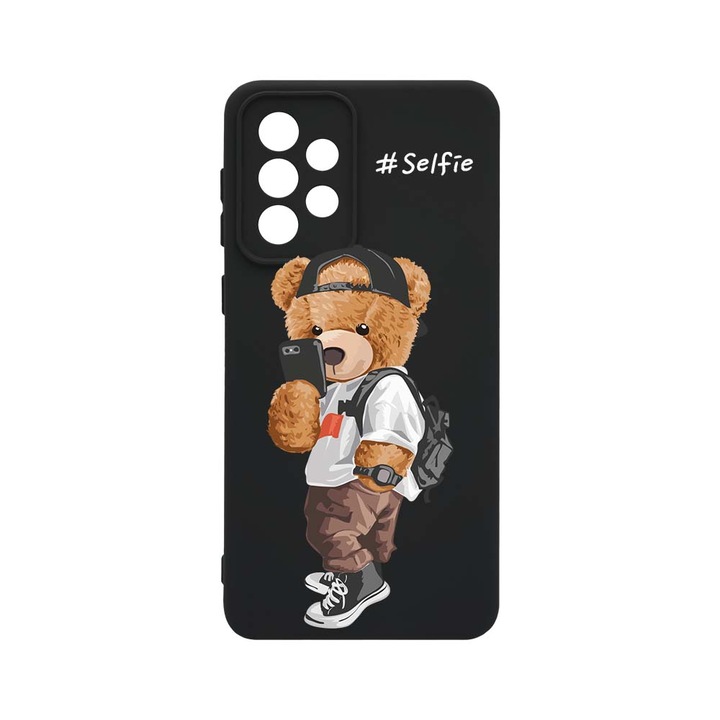 Husa BestCase® Premium Liquid Silicon, Compatibila Cu Samsung Galaxy A52s 5G, Selfie Teddy Bear, SLIM 1.2MM, Microfibra in interior, Antisoc, Rezistent la socuri, Protectie Camera, PB 925