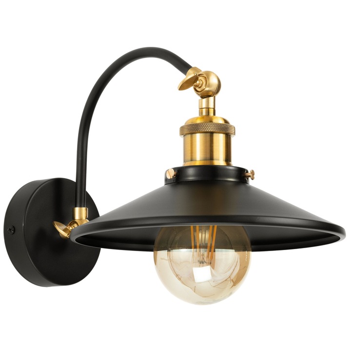 Aplica retro din metal pe un arc plat negru-auriu