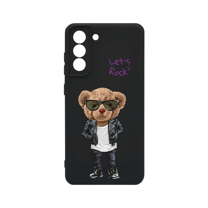 Husa BestCase® Premium Liquid Silicon, Compatibila Cu Samsung Galaxy S21 FE, Let's Rock Teddy Bear, SLIM 1.2MM, Microfibra in interior, Antisoc, Rezistent la socuri, Protectie Camera, PB 929