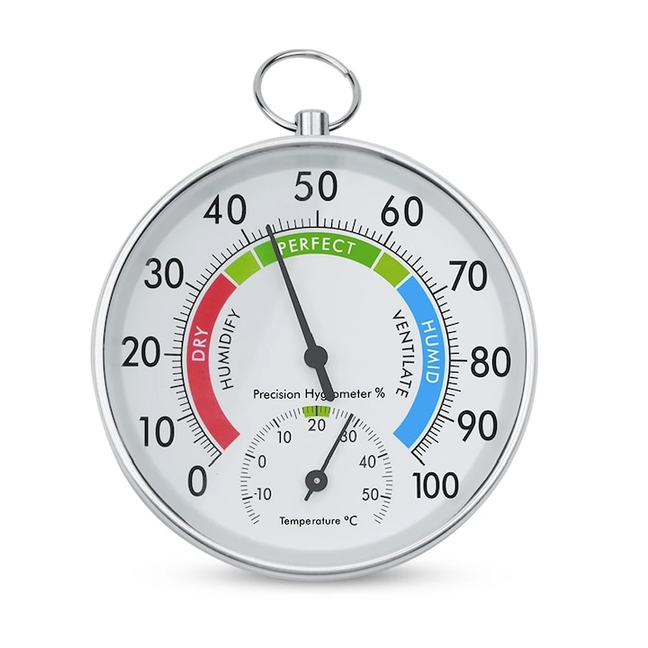 C-Tech HT-9100 higrométer és léghőmérő, mechanikus üzemmód, állítható, átmérő 10 cm