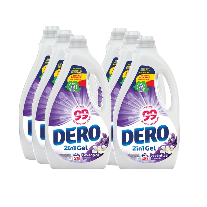 Set 6 x Detergent lichid Dero 2in1 Levantica & Iasomie, 1 l, 120 spalari