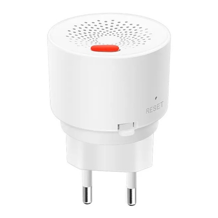 Detector de scurgeri de gaz inteligent Techstar®, Wi-Fi, Notificari in Aplicatiile Tuya si SmartLife, Alarma inclusa, Programare de la Distanta, Alb