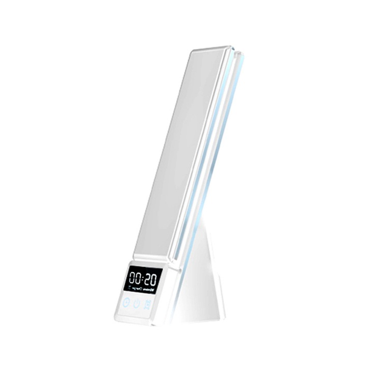 Lampa de birou, noptiera cu incarcator Wireless 4 in 1, Virovetix, lampa LED, suporta incarcarea a 3 dispozitive compatibile iPhone / Apple Watch / AirPods / Samsung / Huawei / Motorola / Xiaomi / OnePlus, alb