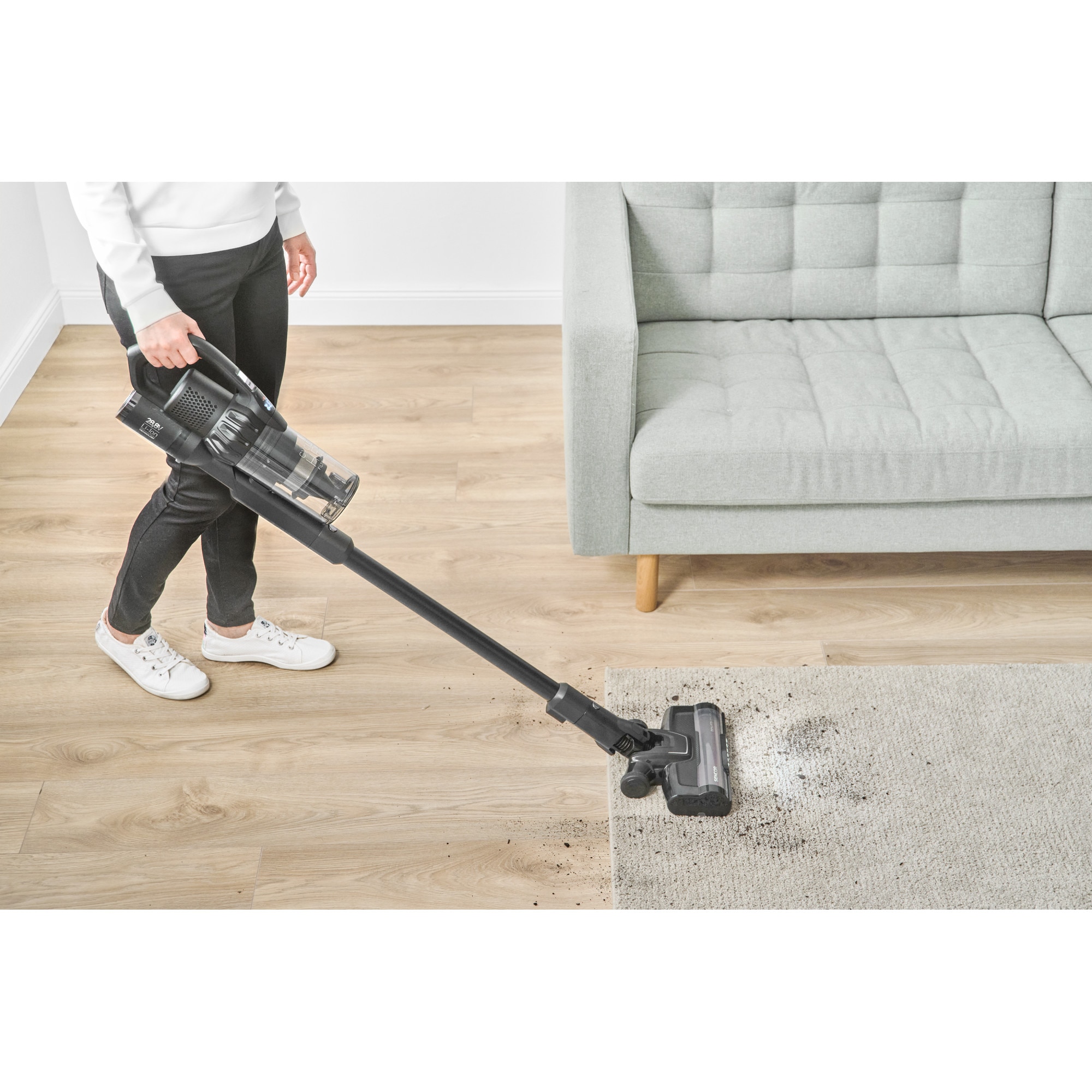 Aspirator vertical fara fir Sencor SVC 9879BK cu functie de mop, 550W, 28.8V, autonomie 70 min, capacitate de colectare 0.5 l, negru
