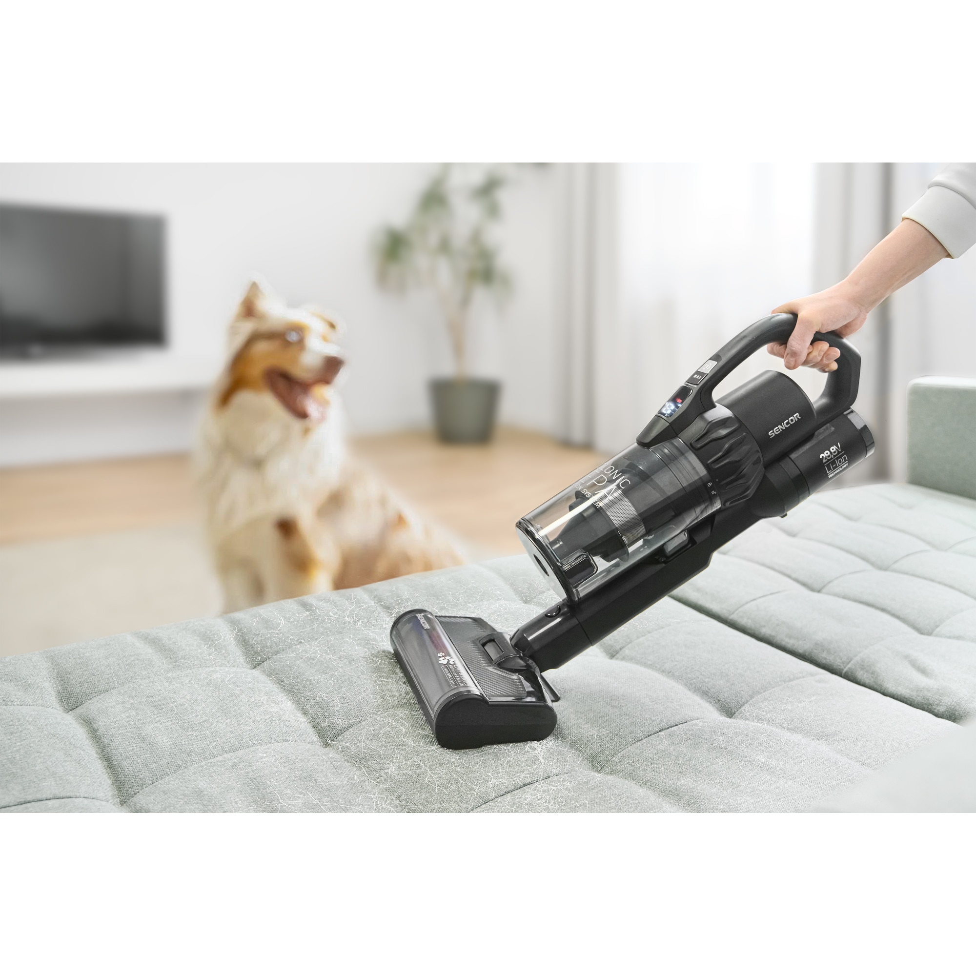 Aspirator vertical fara fir Sencor SVC 9879BK cu functie de mop, 550W, 28.8V, autonomie 70 min, capacitate de colectare 0.5 l, negru