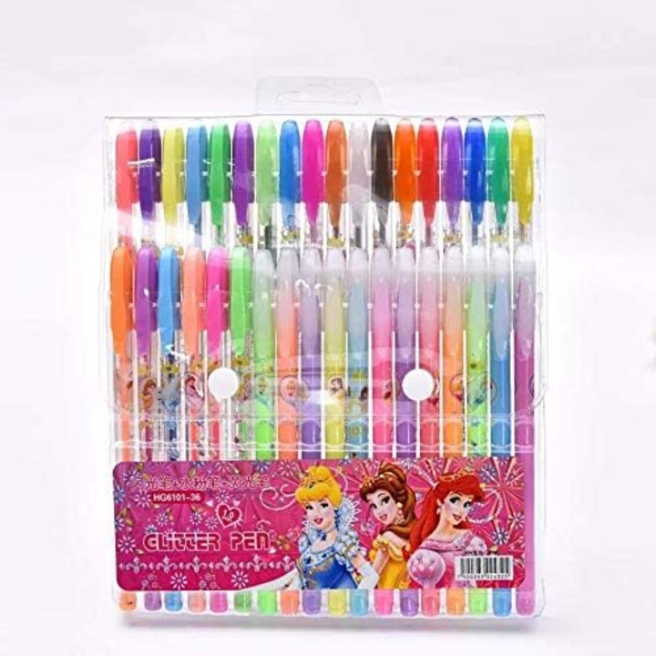 Комплект от 36 ароматизирани химикалки Mercaton®, с гел и блясък, Дебелина на писане 1 mm, Многоцветни