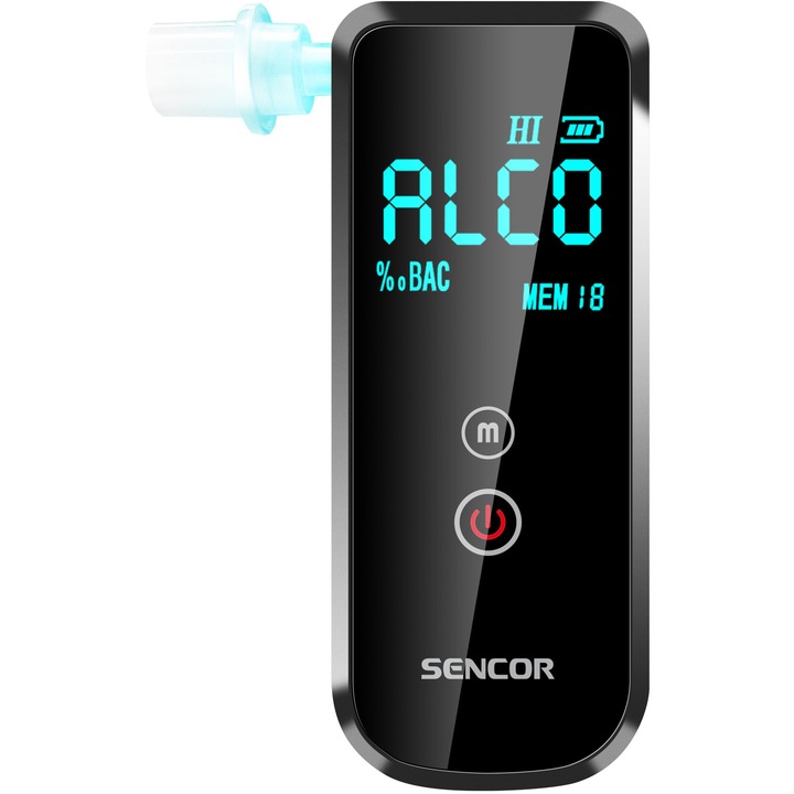 Sencor SCA BA10 Alkoholszonda, memória 20 mérés, mérés 5-7 mp, Fekete