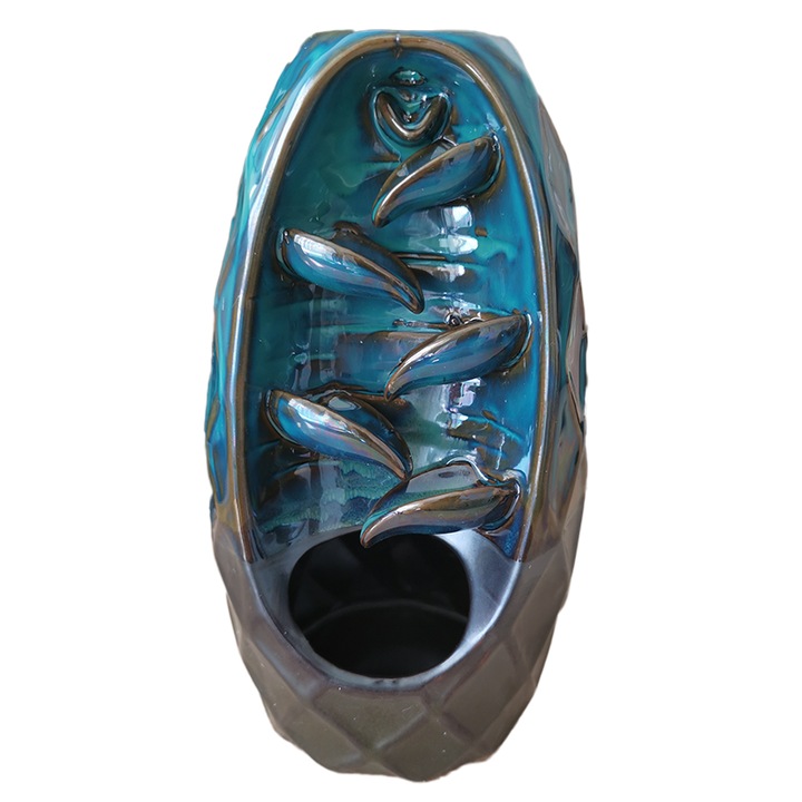 Suport conuri parfumate, ceramica, backflow, cascada, cu doua fete, model romburi