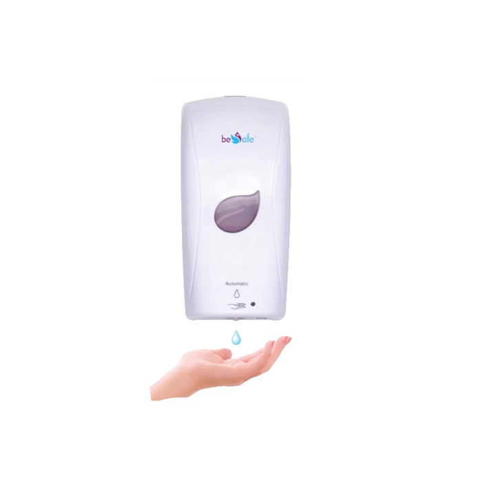 Dispenser/dozator automat cu senzor pentru sapun lichid/gel dezinfectant, Besafe 1000 ml 14 x 27,5 cm alb, Sepio