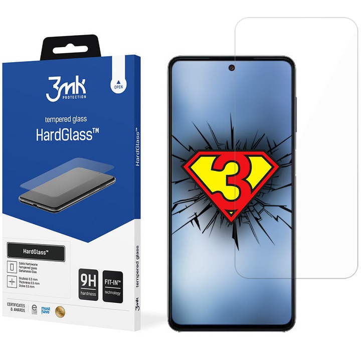 3MK HardGlass протектор за екран за Samsung Galaxy M52 5G M526, защитено стъкло, пълно лепило