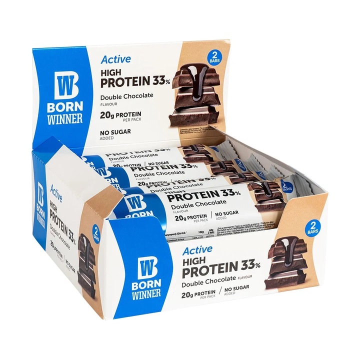 Baton HP BornWinner Active 33%, Nutrivita, Ciocolata, 5x (2x 30g)