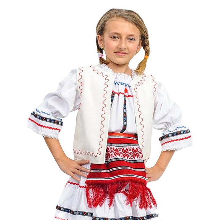 Fehér gyerek népviselet mellény 11-12 év/ 150cm