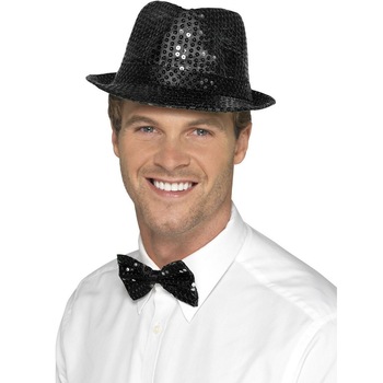 Palarie Fedora neagra cu paiete Palarie Fedora neagra cu paiete