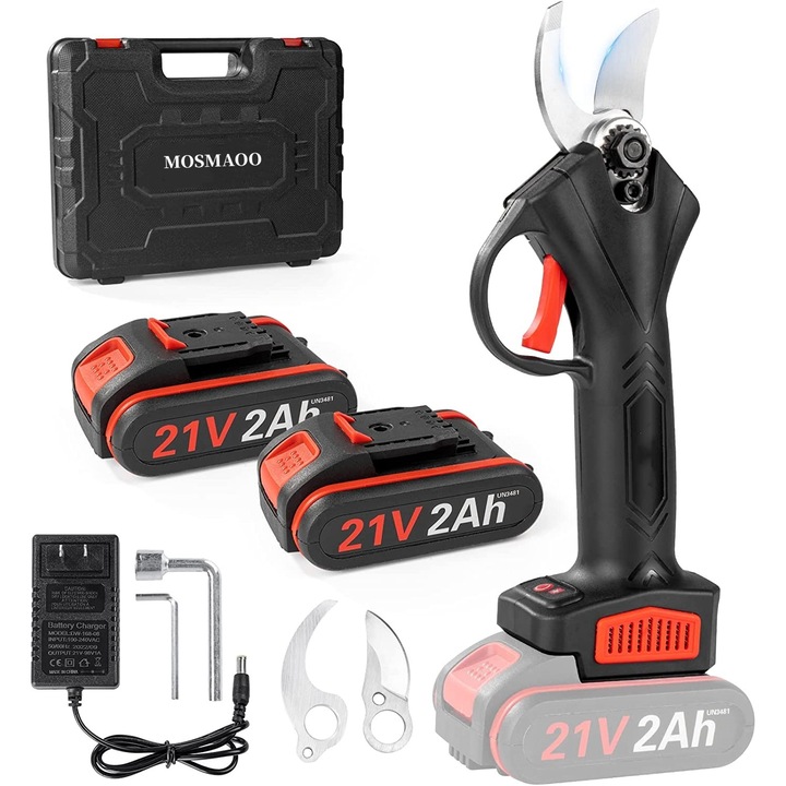 Електрическа ножица за градинарство MOSMAOO, С 2 акумулатора 24V, Батерия 2000mAh, За косене на трева