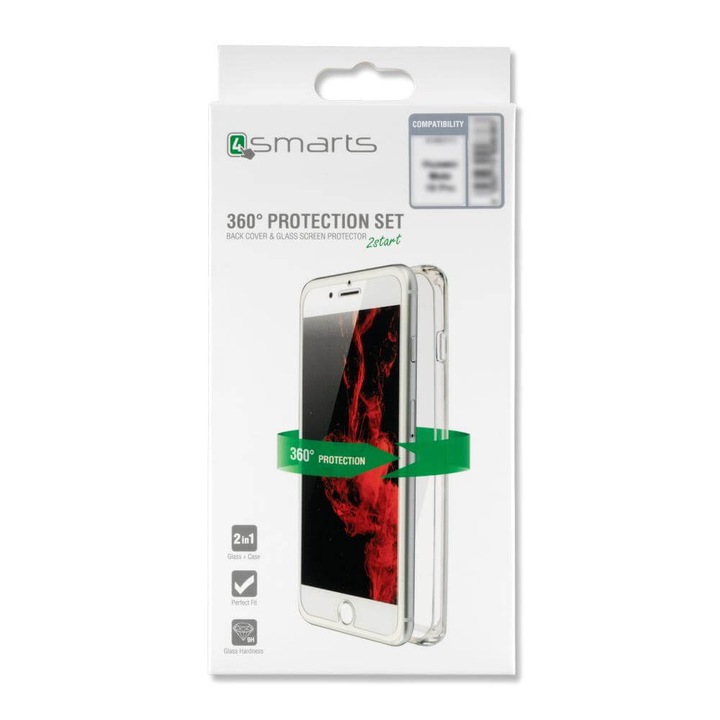Капак за Apple iPhone XS Max, 4smarts, Кейс + Скрийн протектор, Прозрачен