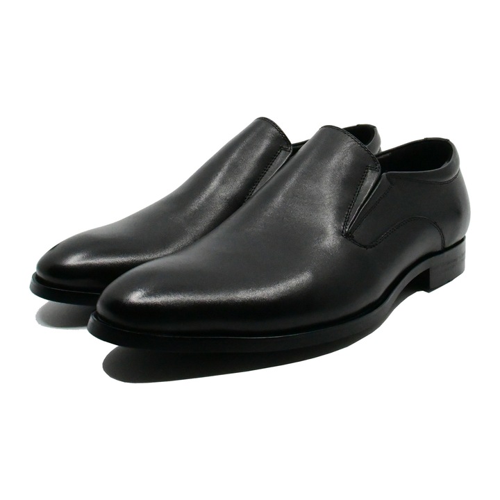 Pantofi Eldemas negri, fara siret, din piele naturala, Negru