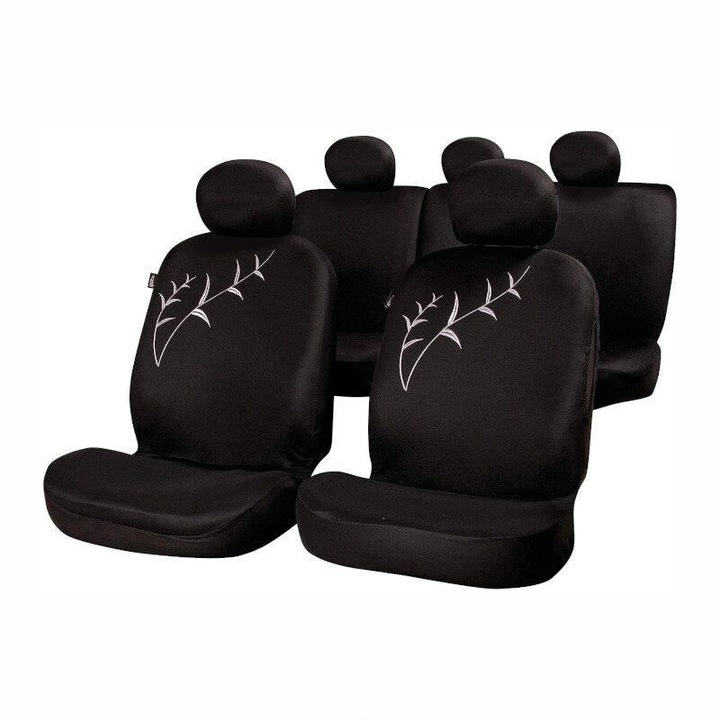 Set 4 huse auto poliester cu airbag, negre Tallo FUN826N RaceSport