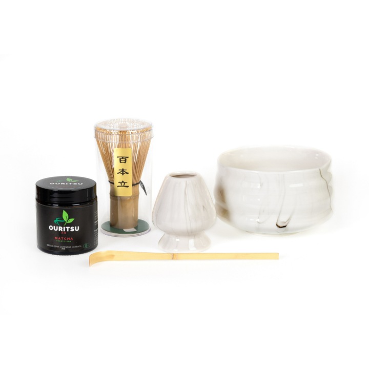 Set pentru ceai matcha Shiroi, Ouritsu Matcha, 30g