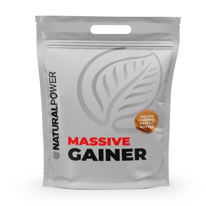 Massive Weight Gainer, Natural Power, cu aroma de Unt de Arahide si Caramel Sarat, 2,5 kg