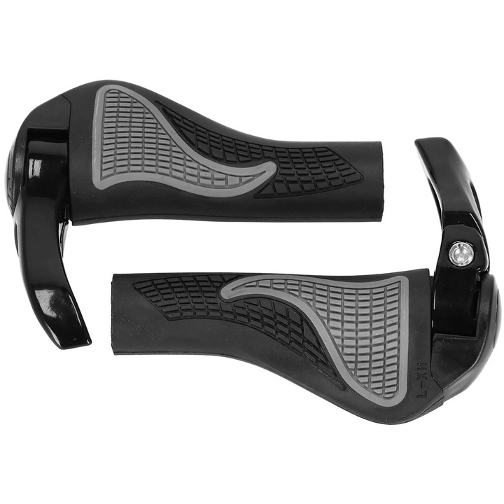 Set 2 Manere de ghidon bicicleta, Springos, antiderapant, negru/gri