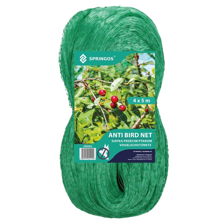 Plasa antipasari pentru copaci, Springos, Plastic, 5 x 50 m, Verde