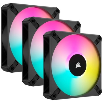 Ventilator Corsair AF120 ELITE Series High-Performance RGB, 120 mm, negru, Lighting Node CORE inclus, 3 buc/set