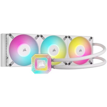 Cooler procesor Corsair iCUE H150i ELITE CAPELLIX XT, alb, racire cu lichid, 360 mm