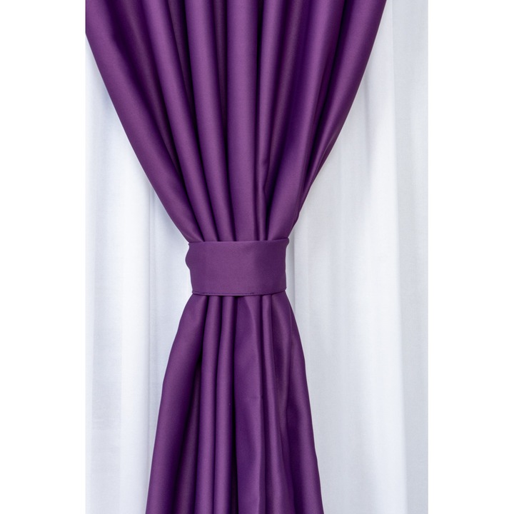 Комплект 2 затъмняващи драперии Harnicuta, Кралско лилаво, 2x145x245cm, С подгъв