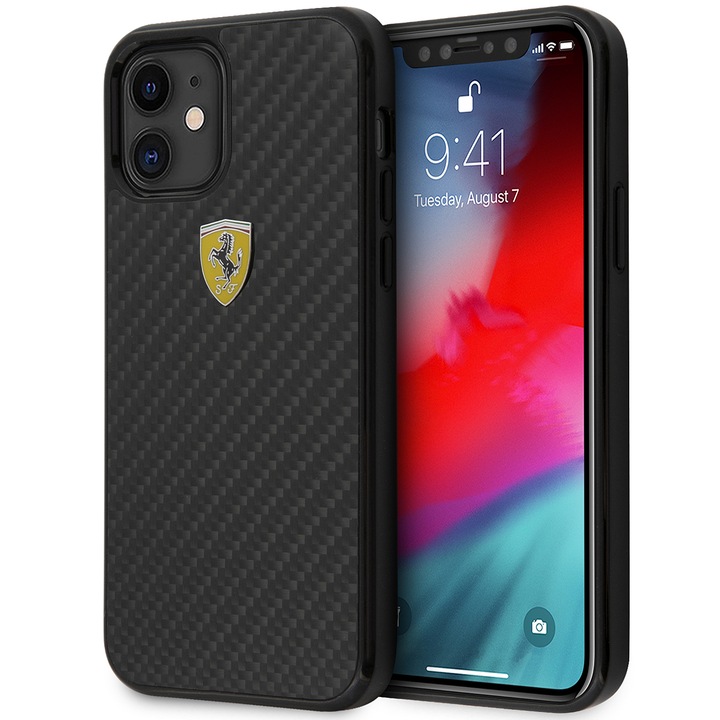 Husa Protectie pentru Apple iPhone 12 mini, Fibra Carbon On Track, Xtreme Armor, U-560, Deep Dark