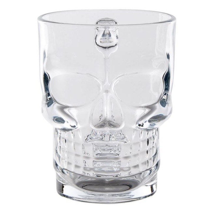 Pahar pentru bere, design cu craniu, sticla transparenta, 9,5 x 12,5 cm, 500 ml
