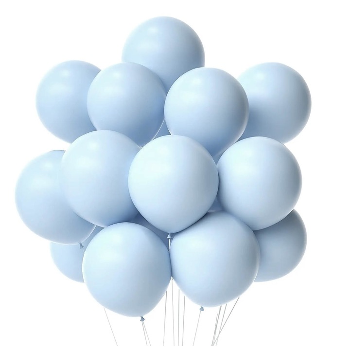 Set 100 baloane pastel, culoare albastru, macaron, latex, 30cm