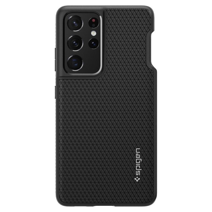 Калъф с Поставка за Писалка за SAMSUNG S21 Ultra, SPIGEN Liquid Air S-Pen Case, Черен
