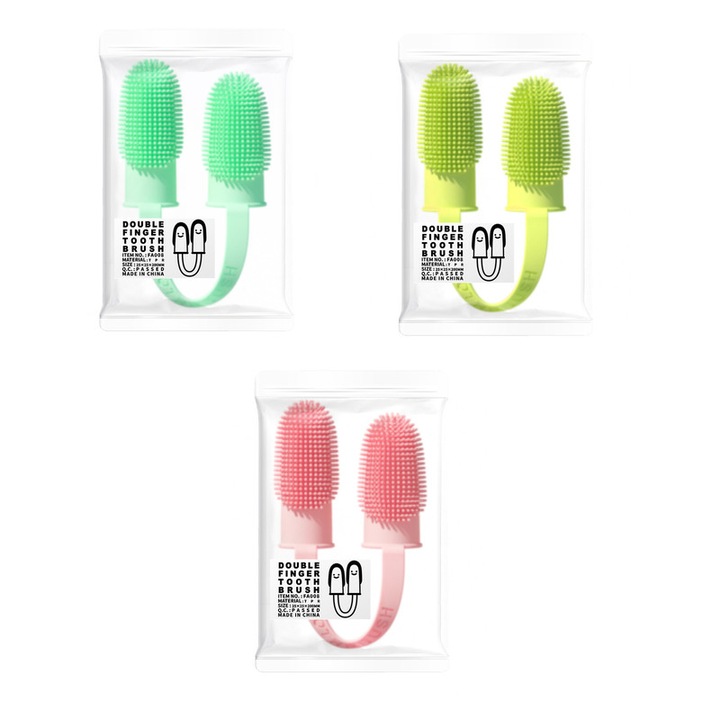 3 db kisállat fogkefe készlet, TPR, Multicolor