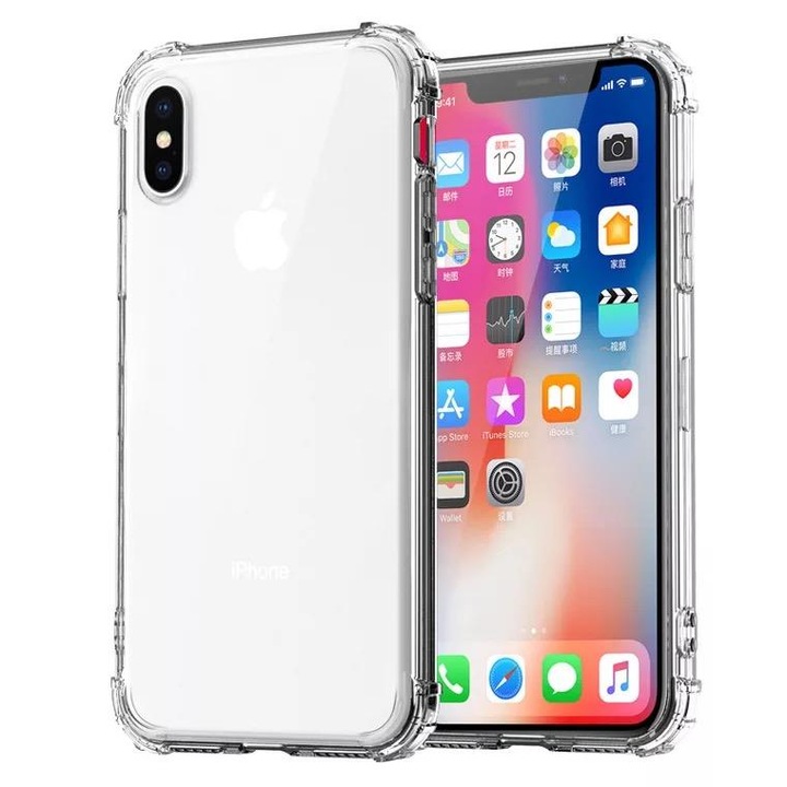 Husa telefon compatibila cu iPhone X / XS, Protectie Colturi, Ultra Protect, Anti-Shock Protection Hard, Technology Air Cushion, Crystal Clear