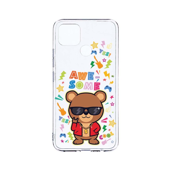 BestCase 2MM Clear Szilikon telefontok, Realme C12 / C25s, Awesome Teddy Bear, Kamera védelem, strapabíró, T 921