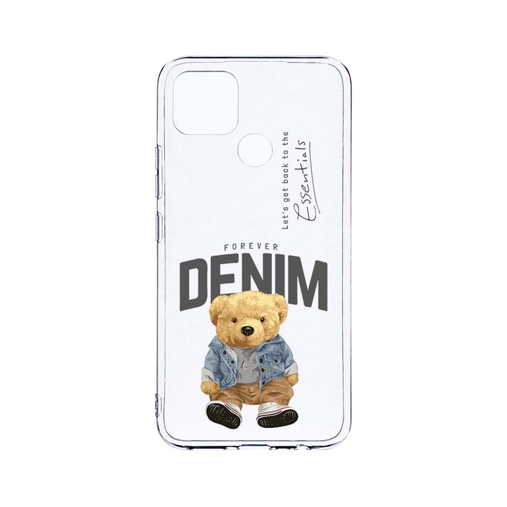 BestCase 2MM Clear Szilikon telefontok, Realme C12 / C25s, Denim Style Teddy Bear, Kamera védelem, strapabíró, T 930