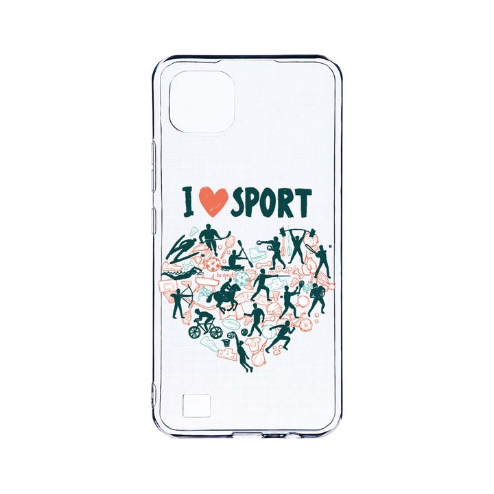 BestCase 2MM Clear Szilikon telefontok, Realme C11 (2021), I Love Sport, Kamera védelem, strapabíró, T 803