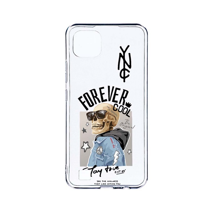 BestCase 2MM Clear Szilikon telefontok, Realme C11 (2021), Forever Cool Skeleton, Kamera védelem, strapabíró, T 935