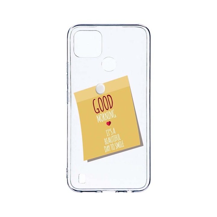 Силиконов калъф BestCase за Realme C25Y, Good Morning Sticker, Camera Protection, Clear Silicon 2.0MM, T 48
