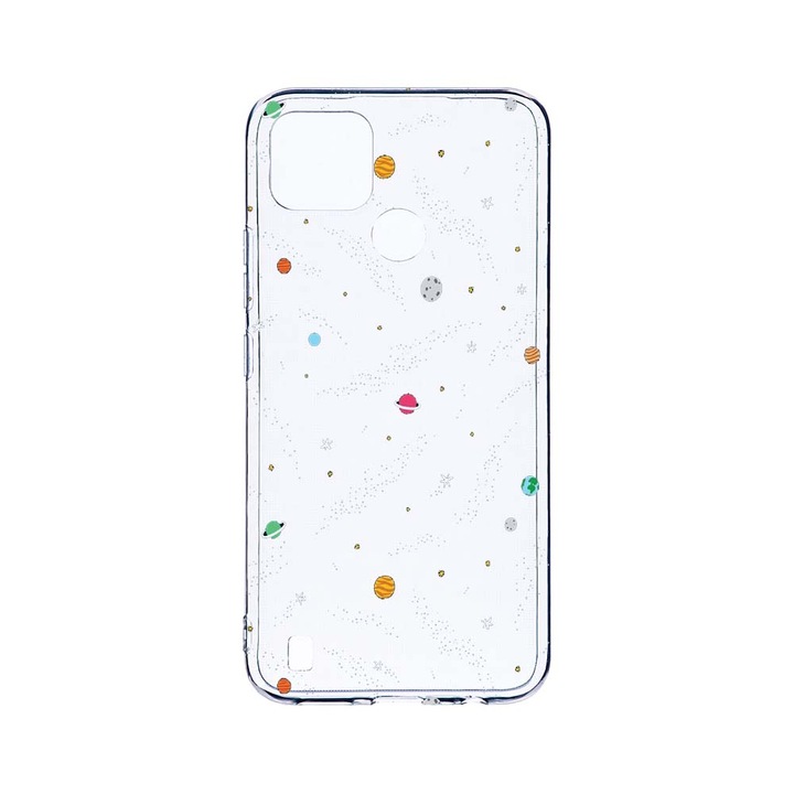 Силиконов калъф BestCase за Realme C21, Universe, Planets, Camera Protection, Clear Silicon 2.0MM, T 470
