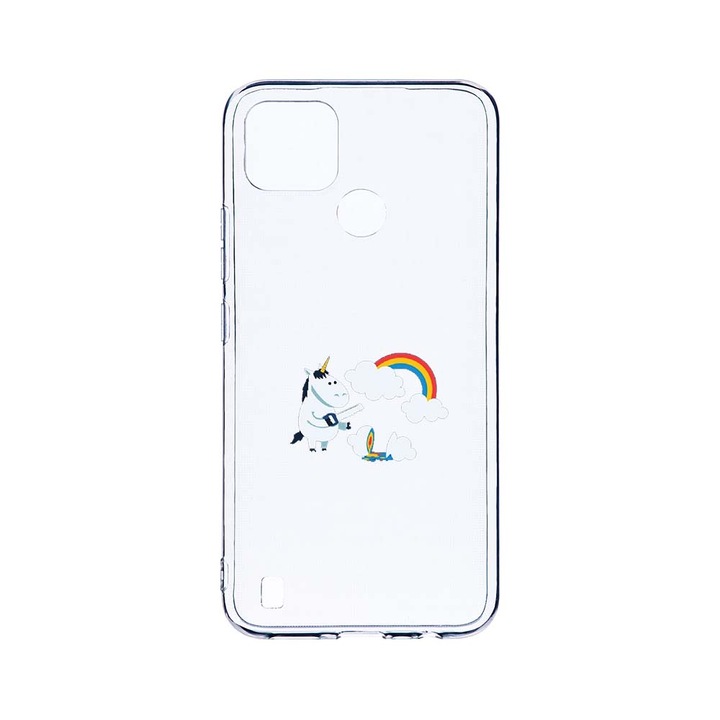 Силиконов калъф BestCase за Realme C25Y, Unicorn Rainbow, Camera Protection, Clear Silicon 2.0MM, T 527