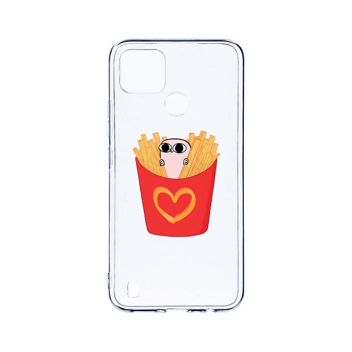 BestCase 2MM Clear Szilikon telefontok, Realme C21Y, I Love Chips, Kamera védelem, strapabíró, T 602