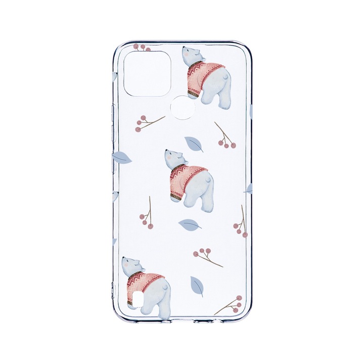 BestCase 2MM Clear Szilikon telefontok, Realme C25Y, Ice Bear Pattern, Kamera védelem, strapabíró, T 969