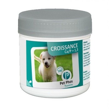 Supliment nutritiv pentru caini Pet Phos Croissance Ca/P=1.3, 100 tablete Supliment nutritiv pentru caini Pet Phos Croissance Ca/P=1.3, 100 tablete